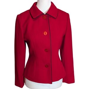 Dragon Collection Women's Red Tailored Blazer Jacket Button Front Sz US 4 EU 36